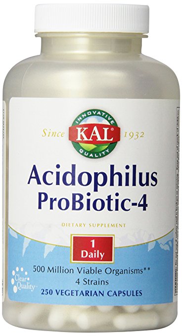 KAL Acidophilus Probiotic-4 Capsules, 250 Count