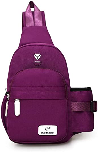 Backpack Nylon Shoulder Bag Chest Crossbody Sling Bag With Water Bottle Holder for Men Women Hiking Camping Sports Chest Bag