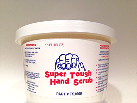 Super Tough Hand Scrub (16oz Detergent Based Paste Soap) Removes Grease, Ink, Paint, Tar