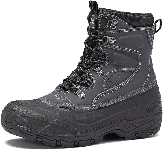 LONDON FOG Breckenridge Waterproof Mens Winter Boots - Leather Insulated Mens Snow Boots - Grey, Black or Brown - Men Medium or Extra Wide Widths Size 7 to 15