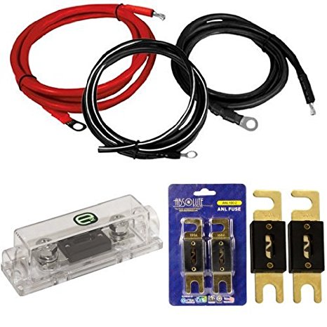 Heavy-Duty AC Power Inverter Cable Kit with 2 Pack ANL Fuses and Fuse Holder