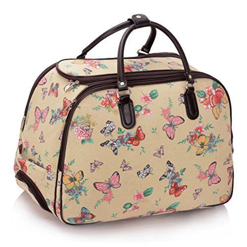 Ladies Travel Holdall Bags Hand Luggage Womens Butterfly Weekend Wheeled Trolley Handbag