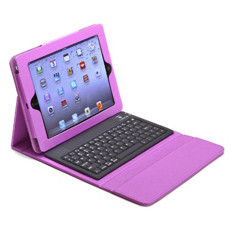 Aduro LIQUA-SHIELD Folio Case with Bluetooth Keyboard for Apple iPad 2, iPad 3 & iPad 4 Generation (Retail Packaging) Purple