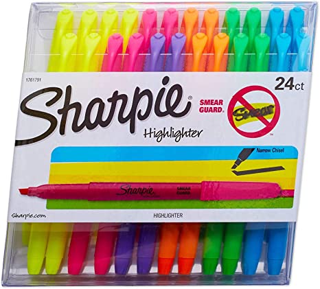 Sharpie Liquid Pocket Highlighters Assorted Colors | Chisel Tip Highlighter Pens, 24 Count