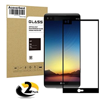 LG V20 (2-Pack) Full Screen Coverage Tempered Glass Screen Protector,Acoverbest Ultra Thin Protective Glass [9H Hardness][Anti-Scratch][Bubble Free][Ultimate Clarity](Black)