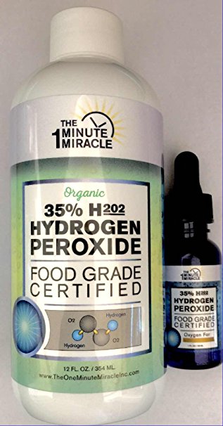 ORGANIC 35% H2o2 Hydrogen Peroxide Food Grade Certified. By The One Minute Miracle