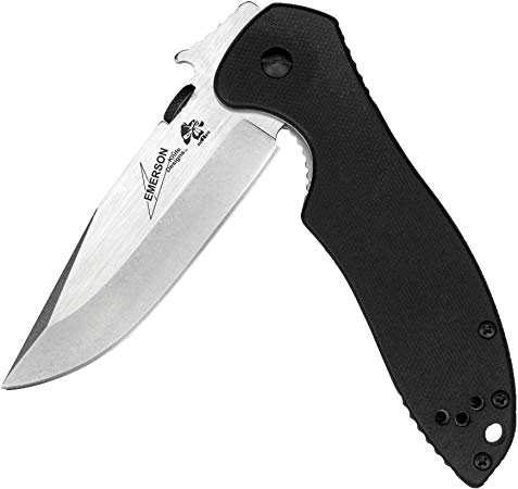 Kershaw Emerson CQC-6K Folding Pocket Knife (6034), Manual 3.25-Inch 8Cr14MoV Stainless Steel Blade, Features Wave Shaped Opening Feature, Thumb Disk, Frame Lock, Reversible Pocketclip, 5.1 oz.