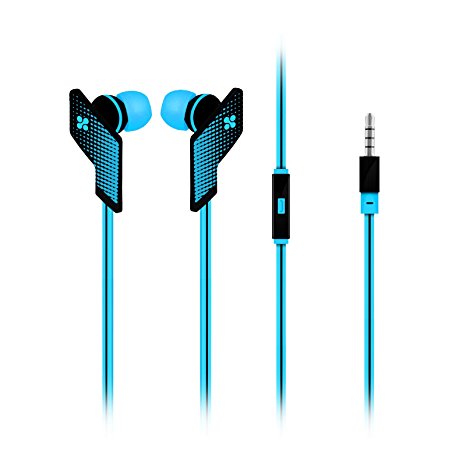 Promate Swank Comfort Fit Sports Universal Earphones Headphones for iPhone, iPad, iPod, Samsung, HTC (WITH microphone and Remote) - Blue