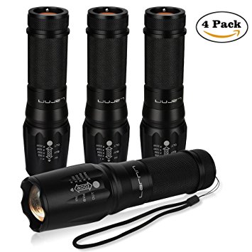 Larnn Tactical Flashlight, Defiant Led Flashlight 5 Light Modes Zoomable & Weather Resistant Flashlights (4-Pack)