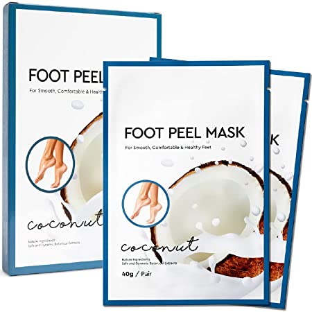 Foot Peel Mask, Feet Peeling Mask, Exfoliator Peel Off Calluses Dead Skin Callus Remover, Baby Soft Smooth Touch Feet-Men Women (Coconut )