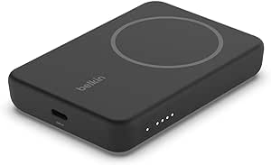 Belkin 5000 mAh Magnetic Wireless Power Bank Portable Charger Compatible with MagSafe with Pass-Thru Charging, 7.5W Output, 10W Input Black