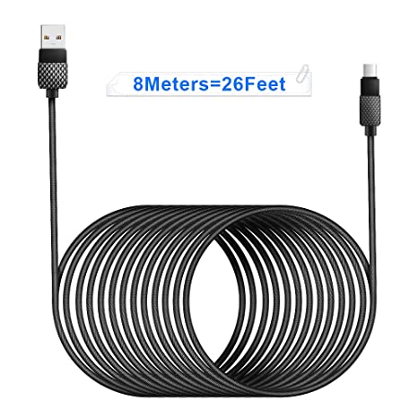 USB C Cable Phone Charger, Takya USB A to Type C Charging Cable 26ft Nylon Braided Super Long Fast Speed Charging Cord Compatible with Samsung Galaxy S10 S9 S8 Plus Note 9 8 LG V30 G6 G5