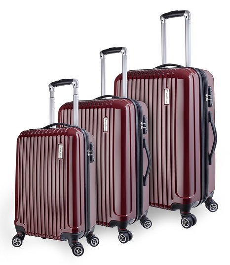 TravelCross Luggage 3 Piece PCABS Double Wheels Set w TSA lock and Global Tracking System