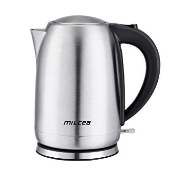 Electric Kettle, MILCEA Cordless Electric Tea Kettle Stainless Steel with 1500W, 1.7 L High Capacity Water Boiler with Visible Gauge Window, Scale Filter, Auto Shut-Off