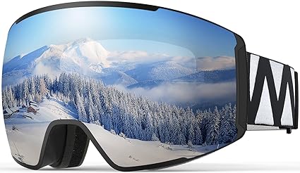 OutdoorMaster Ski Goggles Magnetic Lens- OTG Snowboard Goggles Interchangeable Lens, 100% UV400 Protection Snow Goggles