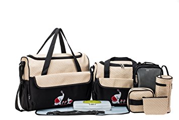 SOHO Collections, 10 Pieces Diaper Bag SetLimited time offer (Black Color with Elephant)