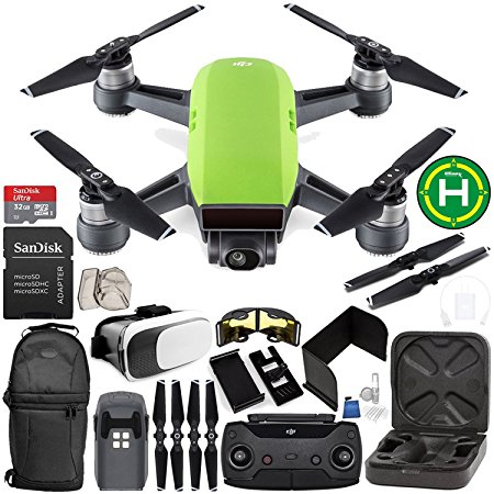 DJI Spark Portable Mini Drone Quadcopter (Meadow Green)   DJI Spark Remote Controller EVERYTHING YOU NEED Starter Bundle