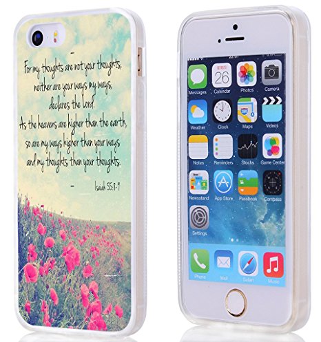 5S Case Bible Themes,Hungo Compatible Soft Tpu Silicone Protective Cover Case Replacement For Iphone 5S/5/SE Christian Quotes Isaiah for My Thoughts Are Not Your Thoughts Neither Are Your Ways