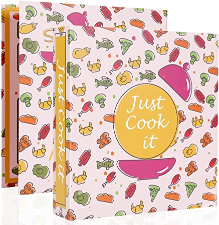 Recipe Binder Kit - 3 Ring Full Page Recipe Book Binder 8.5"x11" with 60 Page Protectors, 12 Dividers and Labels for Family Recipe Organizer, Seafood Design