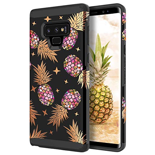 BENTOBEN Case for Samsung Galaxy Note 9, Pineapple Design Slim 2 in 1 Hybrid Soft TPU Bumper Hard PC Cover Heavy Duty Shockproof Protective Phone Cases for Girls Women, Black