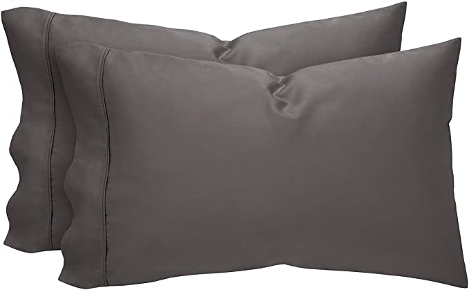 Amazon Brand – Rivet Cotton Tencel, Envelope Closure Pillowcase Set, Soft and Breathable, Standard, Graphite Grey