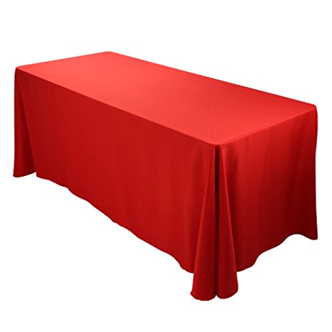 E-TEX 90x132-Inch Polyester Oblong Tablecloth Fit for Rectangular Table Red