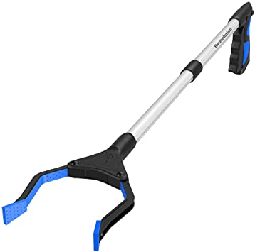 Housolution Reacher Grabber Tool, 32" Foldable Pickup Tool, Lightweight Aluminum Reaching Aid with Rotating Rubber Gripper, Long Arm Extender for Elderly, Litter Trash Picker, Garden Nabber, Blue