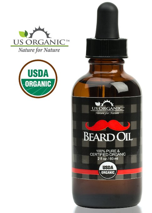 US Organic Beard Oil 2oz - Certified USDA Organic Premium Grade Natural Antimicrobial Properties Handcrafted in the USA