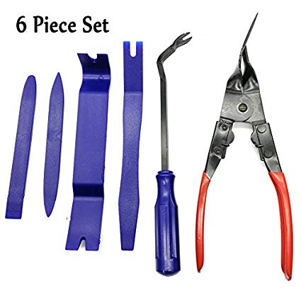 CNIKESIN Car Trim Molding Removal Tool Kit，Auot Door Panel Upholstery Engine Cover Fender Clips Repair Tools Installer Clip Plier/Fastener Tools (6PCS Fastener Removal Tool)