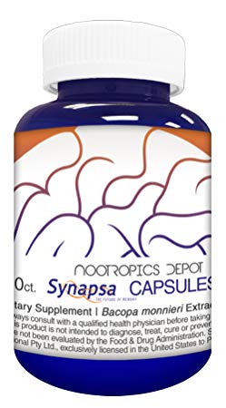 Synapsa Bacopa Monnieri Capsules | 320mg | 60 Count | Whole Plant Extract | Ayurveda Supplement | Adaptogen Herb | Clinically Proven to Enhance Learning, Memory and Mental Performance