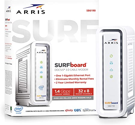 ARRIS Surfboard SB6190 DOCSIS 3.0 Cable Modem - Retail Packaging - White