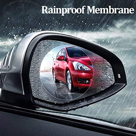EldHus Rearview Rainproof Membrane White 2-PCS Anti Fog Mist Glare Scratch, Waterproof Rear View Film, Mirror Window Protective Car Accessories, Circle