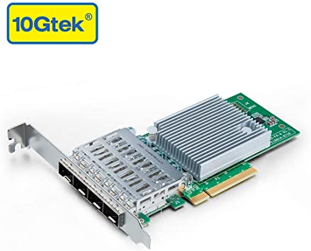 10Gb PCI-E NIC Network Card, Quad SFP  Port, PCI Express Ethernet LAN Adapter Support Windows Server/Linux/VMware ESXi, Compare to Intel X710-DA4