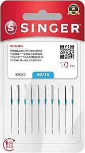 SINGER 10-Pack Serger Overlock Needles for Woven and Stretch Fabrics, Size 90/14