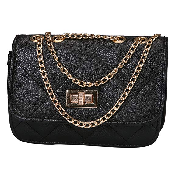 HDE Women's Small Crossbody Handbag Purse Bag with Chain Shoulder Strap