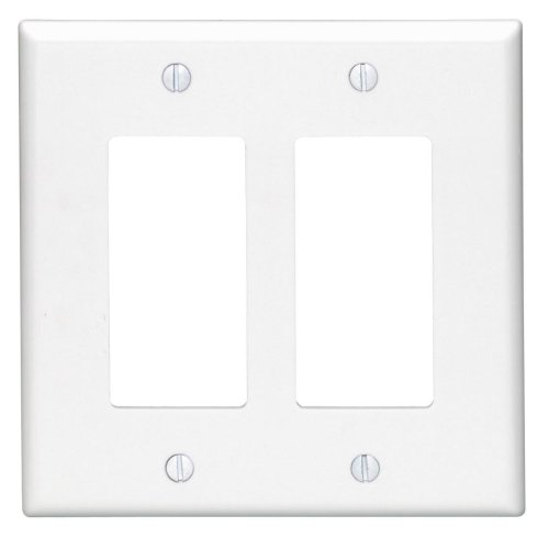 Leviton 80609-W 2-Gang Decora/GFCI Device Decora Wallplate, White