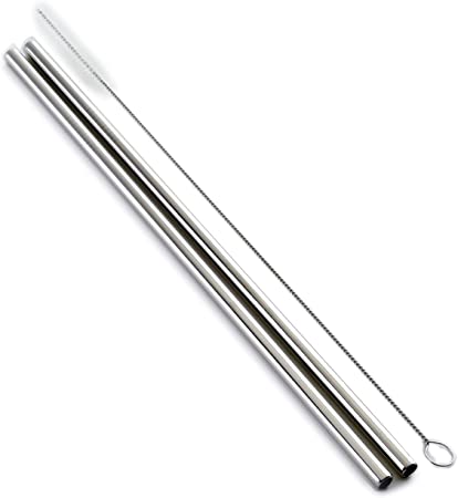 Norpro Stainless Steel 11-Inch Drinking Straws with Cleaning Brush