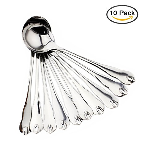 Wenmeili Set of 10 - Stainless Steel Round Table Spoons, Large Soup Spoons