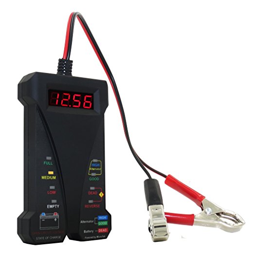 MOTOPOWER MP0514A 12V Digital Battery Tester Voltmeter and Charging System Analyzer with LCD Display and LED Indication