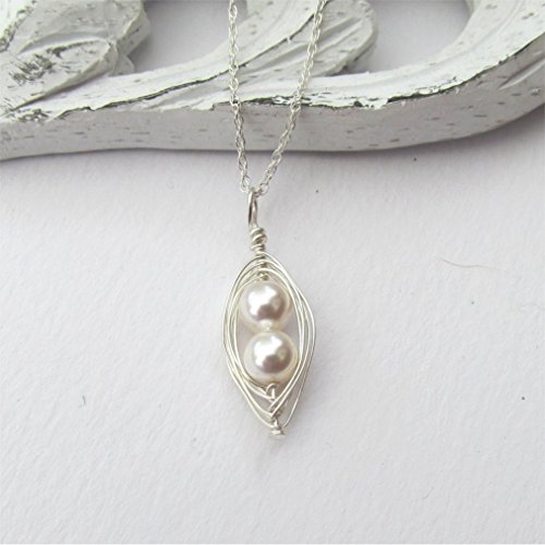 Sterling Silver Peapod Necklace - Two Peas In A Pod Best Friend Necklace