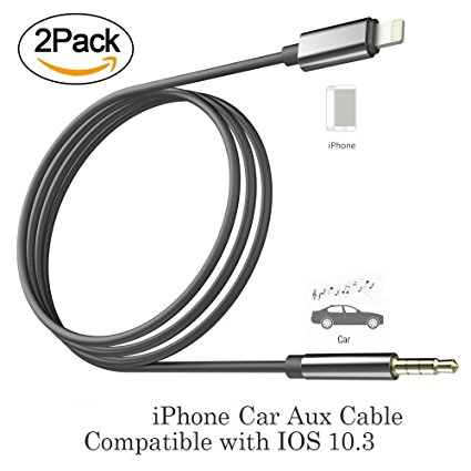 Long AUX Cable - 3.5mm Car Aux Cable/Auxiliary Cable/Aux Cord for Car Stereos, iPod, iPhone, Sony Series, Beats and More(IOS 10.3) - [Black 2PACK]