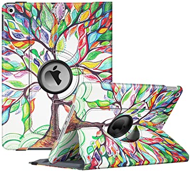 Fintie Rotating Case for New iPad 7th Generation 10.2 Inch 2019 - [Built-in Pencil Holder] 360 Degree Rotating Smart Protective Stand Cover with Auto Sleep/Wake for iPad 10.2" Tablet, Love Tree