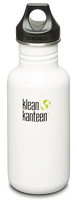 Klean Kanteen Stainless Steel Bottle with Loop Cap (Glacier White, 18-Ounce)