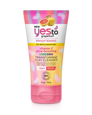 Yes To Grapefruit Brightening Transforming Face Cleanser with Vitamin C for Dull and Tired Skin - Glow-Boosting Unicorn Transforming Clay Cleanser l 4 oz.