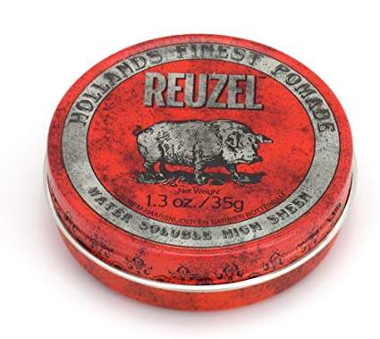 Reuzel - Red Water Soluble High Sheen Pomade - For All Hair Types -Strong Hold & High Shine - Water-Based Formula - Easy to Rinse - Never Hardens or Flake - Butterscotch Scent - 1.3 oz/35 g