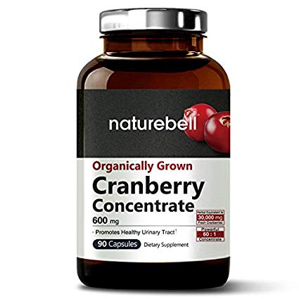 Organic Cranberry 60:1 Extract, 600mg, 90 Capsules, Equivalent to 36,000mg of Fresh Cranberries. Powerfully Supports Urinary Tract Health, Kidney and Bladder Cleanse. Non-GMO & Made in USA