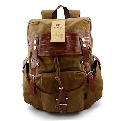 Vintage Backpacks Canvas Leather Rucksacks with Large Capacity Bags for Casual/Hiking/School