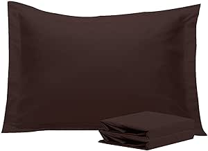 NTBAY Standard Pillow Shams - 2 Pack Brushed Microfiber 20x26 Sham Covers - Super Soft and Cozy, Wrinkle, Fade, Stain Resistant 20x26 Inches Oxford Pillowcases, Dark Brown