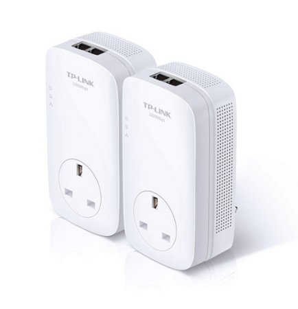 TP-LINK TL-PA7020PKIT AV1000 2 Port Gigabit Pass Through Powerline Adapter Starter Kit - Pack of 2