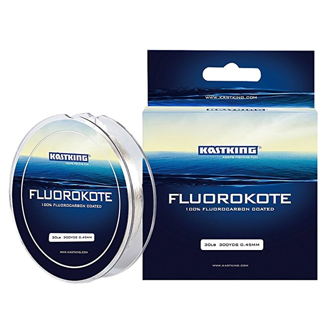 KastKing FluoroKote Fishing Line - 100% Pure Fluorocarbon Coated - 300Yds/274M Premium Spool - Upgrade from Mono and Perfect Substitute for Solid Fluorocarbon Line